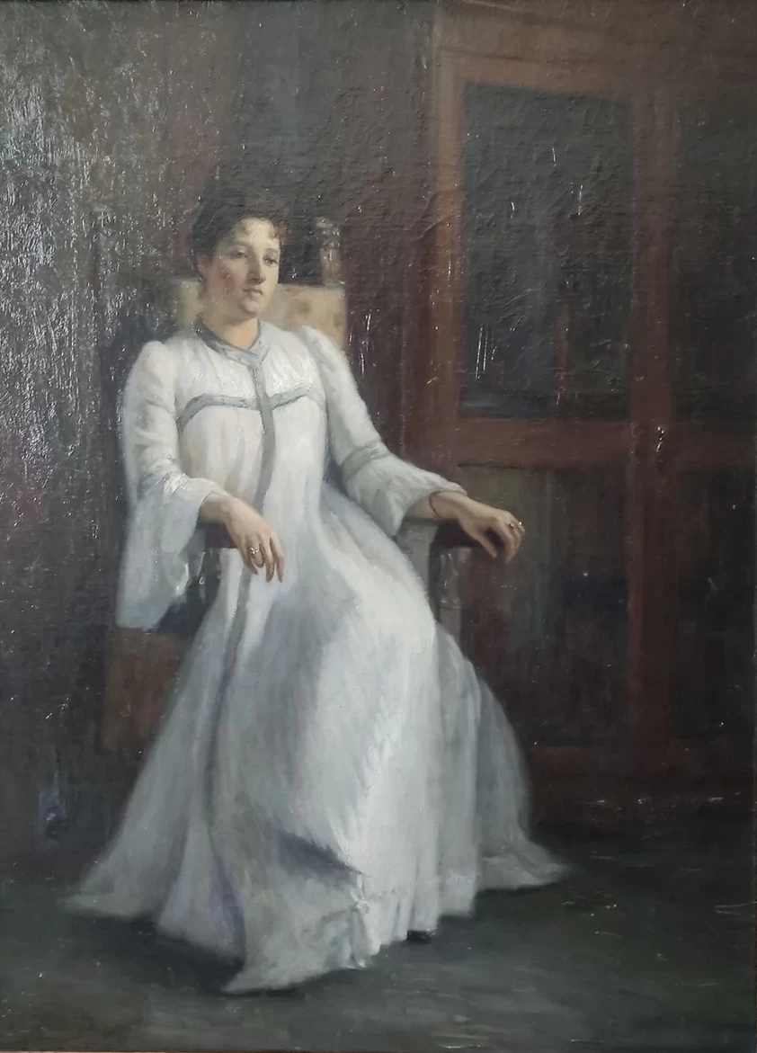 René Schützenberger - Ritratto di donna in abito bianco
